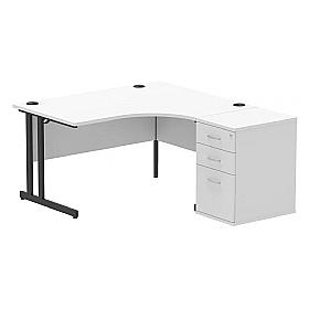 Focus Ergonomic Radial Office Desks with Desk End Drawers