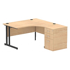 Focus Ergonomic Radial Office Desks with Desk End Drawers