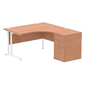 Focus Ergonomic Radial Office Desks with Desk End Drawers