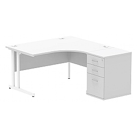 Focus Ergonomic Radial Office Desks with Desk End Drawers