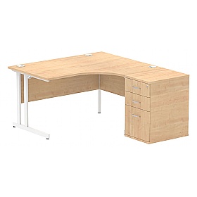 Focus Ergonomic Radial Office Desks with Desk End Drawers