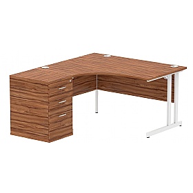 Focus Ergonomic Radial Office Desks with Desk End Drawers