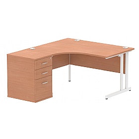 Focus Ergonomic Radial Office Desks with Desk End Drawers