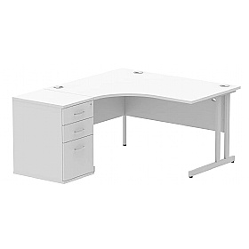 Focus Ergonomic Radial Office Desks with Desk End Drawers