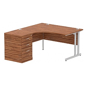 Focus Ergonomic Radial Office Desks with Desk End Drawers