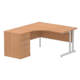 Focus Ergonomic Radial Office Desks with Desk End Drawers
