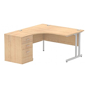 Focus Ergonomic Radial Office Desks with Desk End Drawers