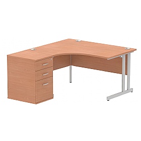 Focus Ergonomic Radial Office Desks with Desk End Drawers