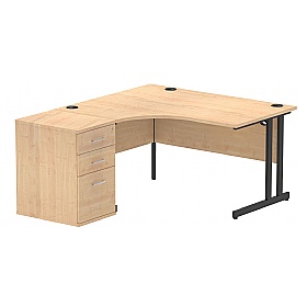 Focus Ergonomic Radial Office Desks with Desk End Drawers