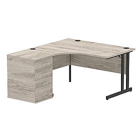 Focus Ergonomic Radial Office Desks with Desk End Drawers