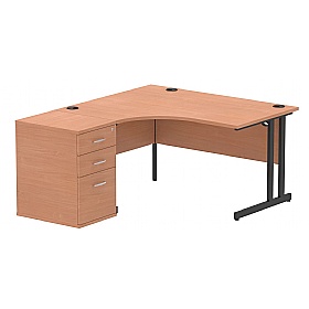 Focus Ergonomic Radial Office Desks with Desk End Drawers