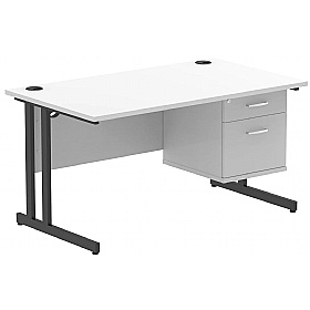 Focus Rectangular Office Desk With Single Fixed Drawers