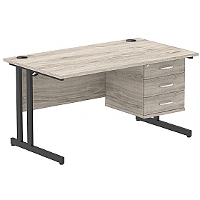 Focus Rectangular Office Desk With Single Fixed Drawers