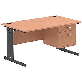 Syndicat Rectangular Cable Managed Office Desk With Single Fixed Drawers