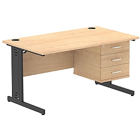 Syndicat Rectangular Cable Managed Office Desk With Single Fixed Drawers