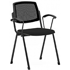 Mia Mesh Back Upholstered Stacking Conference Chairs with Arms