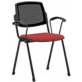 Mia Mesh Back Upholstered Stacking Conference Chairs with Arms