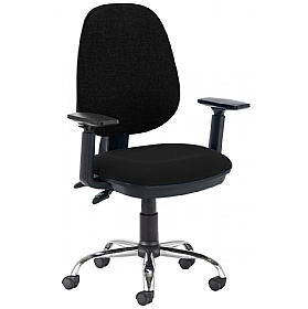Versi Chrome 2-Lever Operator Chair Black with Adj Arms