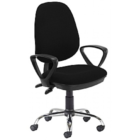 Versi Chrome 2-Lever Operator Chair Black with Fixed Arms