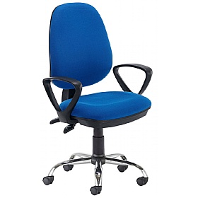 Versi Chrome 2-Lever Operator Chair Blue with Fixed Arms