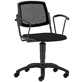 Mia Mesh Back Upholstered Swivel Meeting and Breakout Chairs with Arms