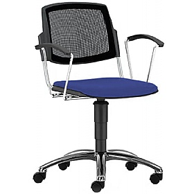 Mia Mesh Back Upholstered Swivel Meeting and Breakout Chairs with Arms