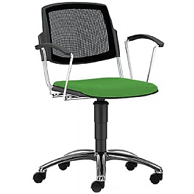 Mia Mesh Back Upholstered Swivel Meeting and Breakout Chairs with Arms