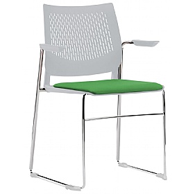 Vibe Upholstered Sled Base Breakout and Conference Chairs with Arms