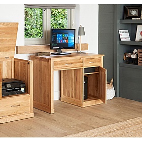 Mobel Oak Solid Wood Single Pedestal Home Office Desk