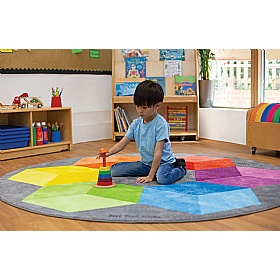 Rainbow Circular Polygons Carpet - School Furniture
