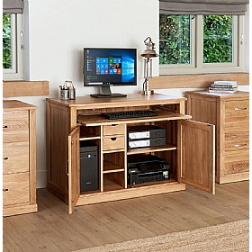 Mobel Oak Solid Wood Hidden Home Office Desk