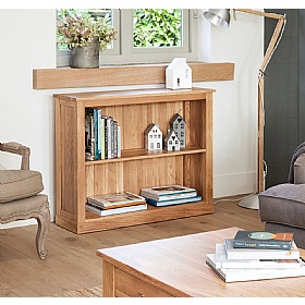 Mobel Oak Solid Wood Low Bookcase