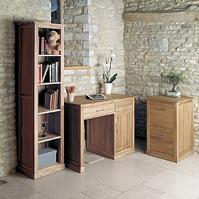Mobel Oak Solid Wood Narrow Bookcase