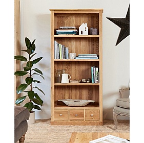Mobel Oak Solid Wood Narrow Combination Bookcase