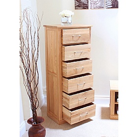 Mobel Oak Solid Wood 6 Drawer Storage Unit