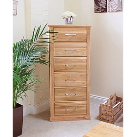 Mobel Oak Solid Wood 6 Drawer Storage Unit