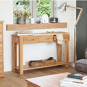 Mobel Oak Solid Wood Home Office Console Desk