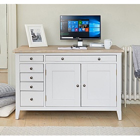 Signature Grey Solid Wood Hidden Home Office Desk