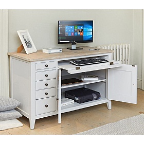 Signature Grey Solid Wood Hidden Home Office Desk