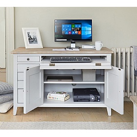 Signature Grey Solid Wood Hidden Home Office Desk