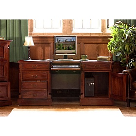 La Roque Mahogany Solid Wood Large Twin Pedestal Home Office Desk