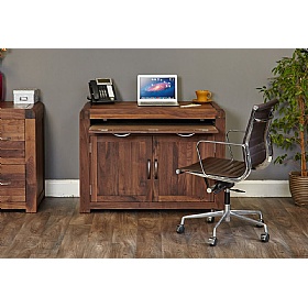 Shiro Walnut Solid Wood Hidden Home Office Desk