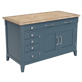 Signature Blue Solid Wood Hidden Home Office Desk
