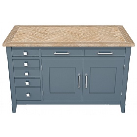 Signature Blue Solid Wood Hidden Home Office Desk