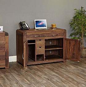 Shiro Walnut Solid Wood Hidden Home Office Desk