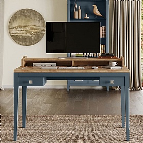 Signature Blue Solid Wood Home Office Desk