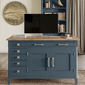 Signature Blue Solid Wood Hidden Home Office Desk
