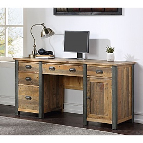 Urban Elegance Reclaimed Large Twin Pedestal Home Office Desk
