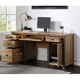 Urban Elegance Reclaimed Large Twin Pedestal Home Office Desk