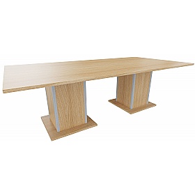 Qube Rectangular Boardroom and Conference Tables with Double Square Base